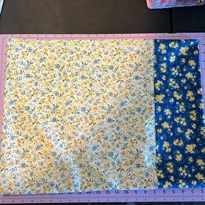 Blue and yellow floral pillow case
